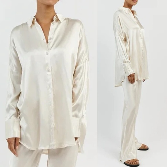 DISSH Simone Pearl Satin Shirt Size 8 - Picture 6 of 16